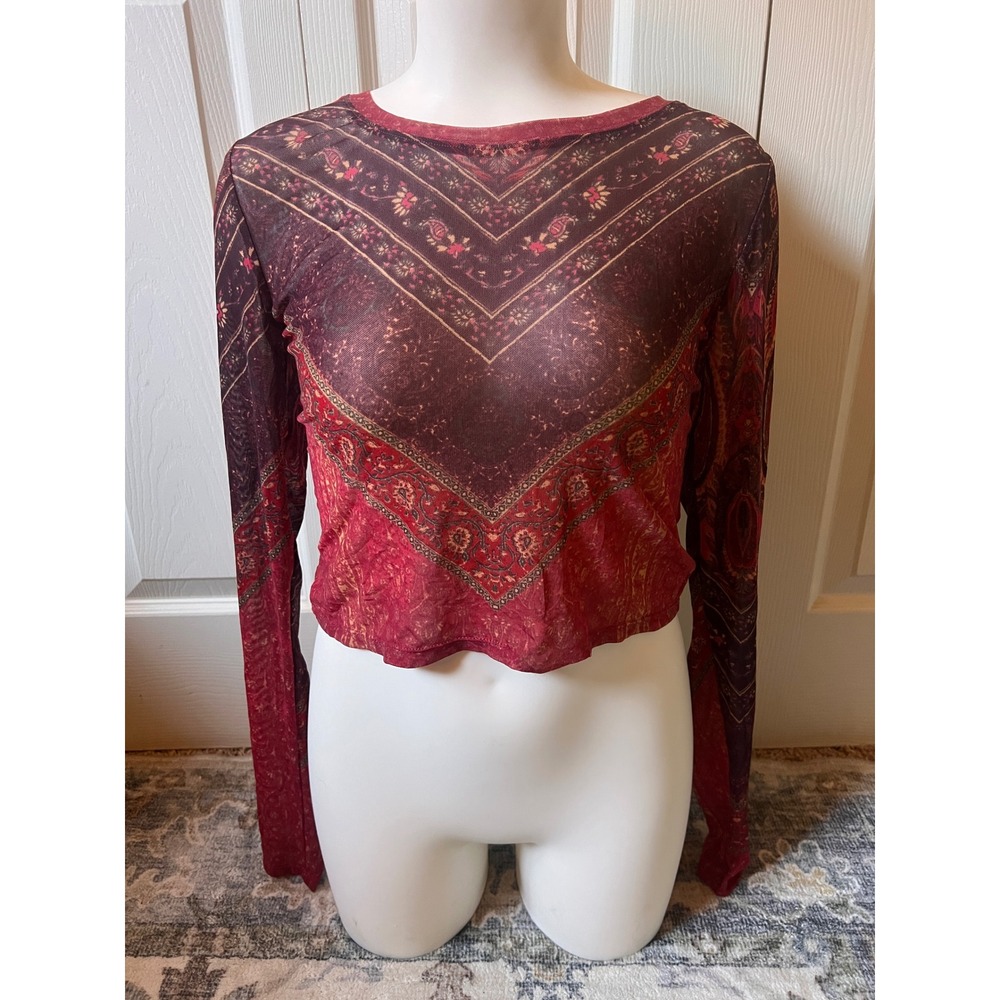 Y2K Free People Paisley Mesh Open Back Western Cowgirl Fairy Whimsigoth Size S